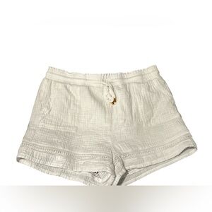 La Blanca Cream Textured Drawstring Shorts